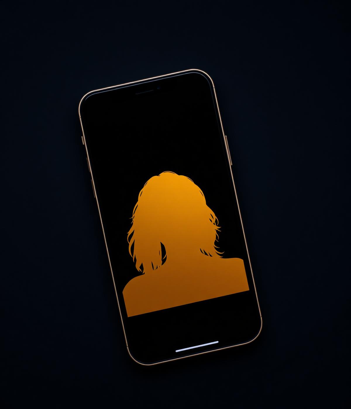 Smartphone showing a golden pose silhouette overlay